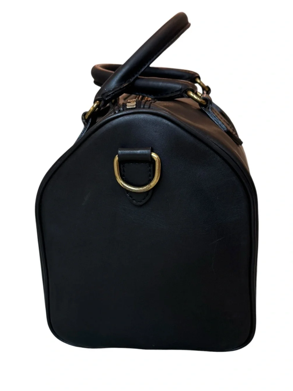 Vintage 90's Polo Ralph Lauren Black Leather Boston Speedy Style Satchel Bag